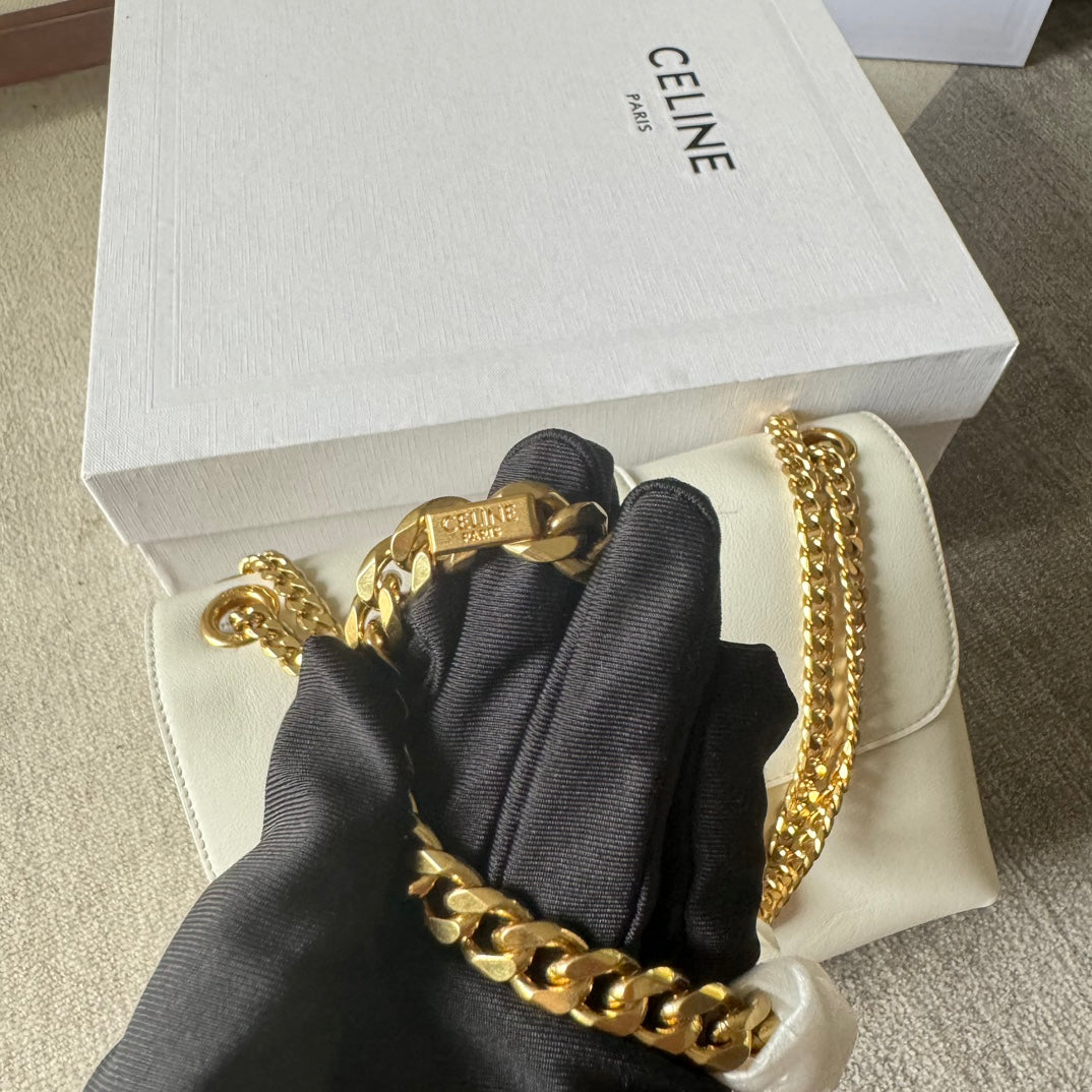 CELINE MEDIUM VICTOIRE BAG 25 IN IVORY CALFSKIN