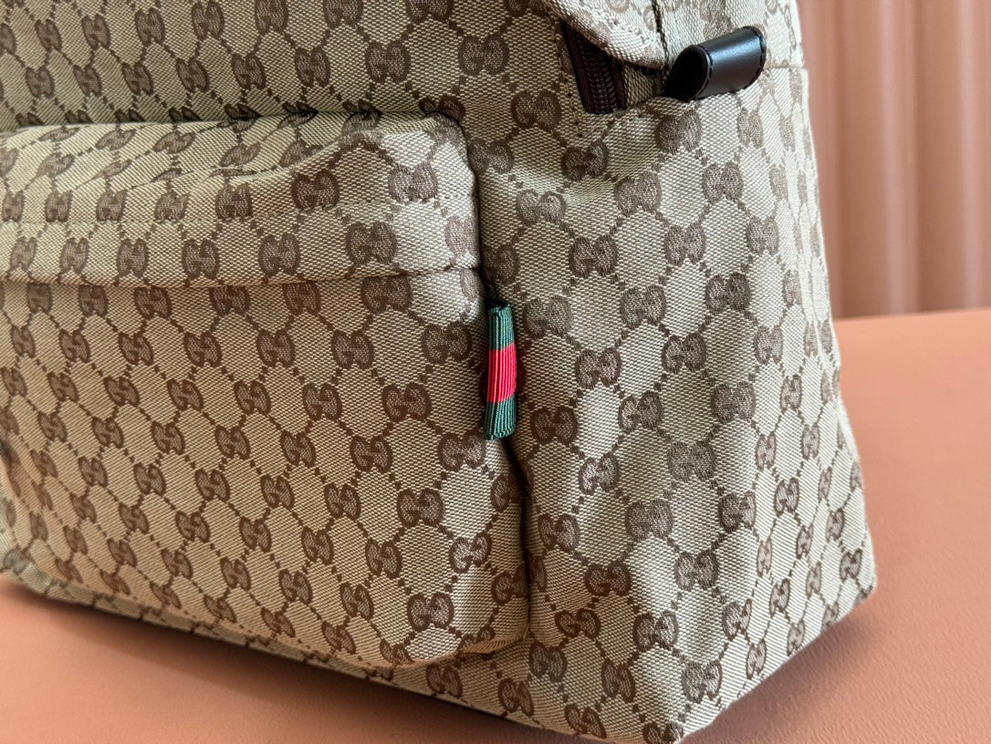 GUCCI MEDIUM BACKPACK 42 IN BEIGE AND DARK BROWN CANVAS