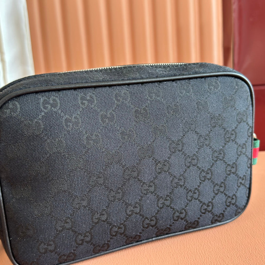 GUCCI SMALL CROSSBODY BAG 23.5 IN BLACK CANVAS
