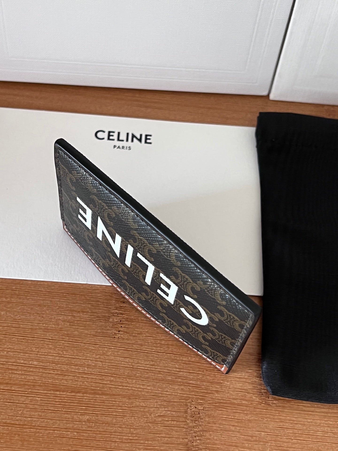 CELINE 25S CARD HOLDER 10 IN BROWN TRIOMPHE CANVAS WITH PRINT