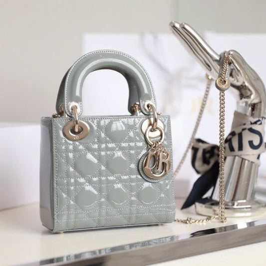 DIOR LADY 17 IN GRAY WITH CANNAGE PATTERN