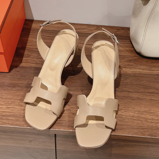 HERMES SLINGBACK SANDAL ETERNITE 75 BEIGE LAMBSKIN