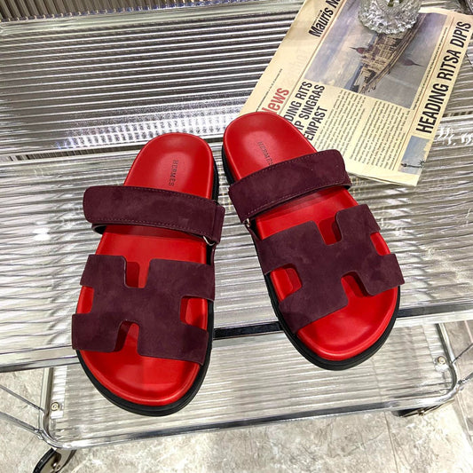 HERMES CHYPRE SANDAL CHERRY MIX JAM SUEDE