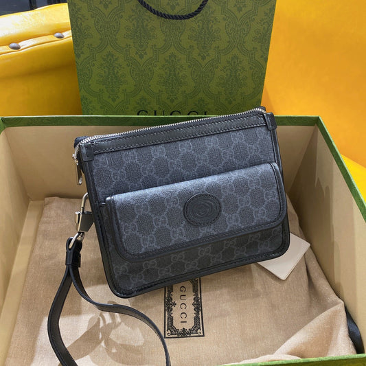 GUCCI SMALL 21 CROSSBODY BAG WITH TAG IN BLACK CANVAS