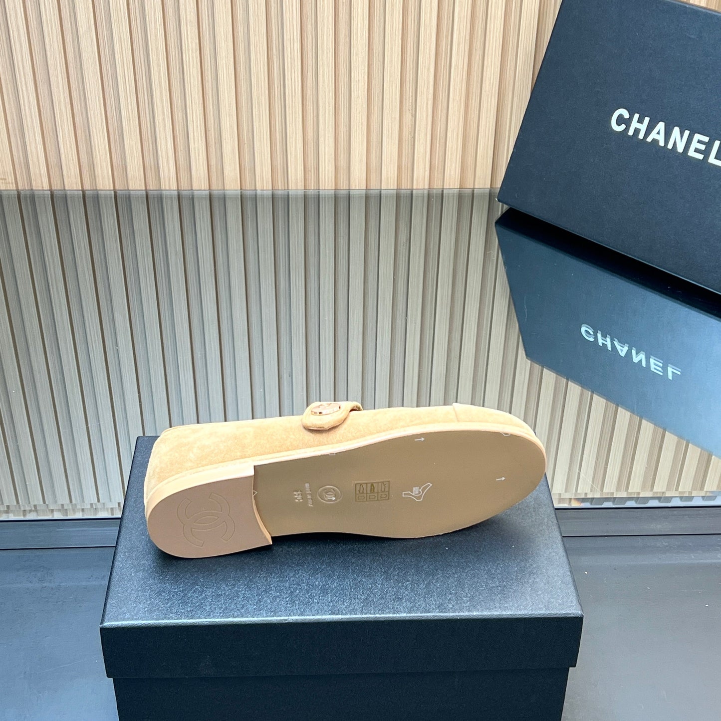 CHANEL 25S DOUBLE-STRAP MARY JANE SHOES IN LIGHT BROWN SUEDE