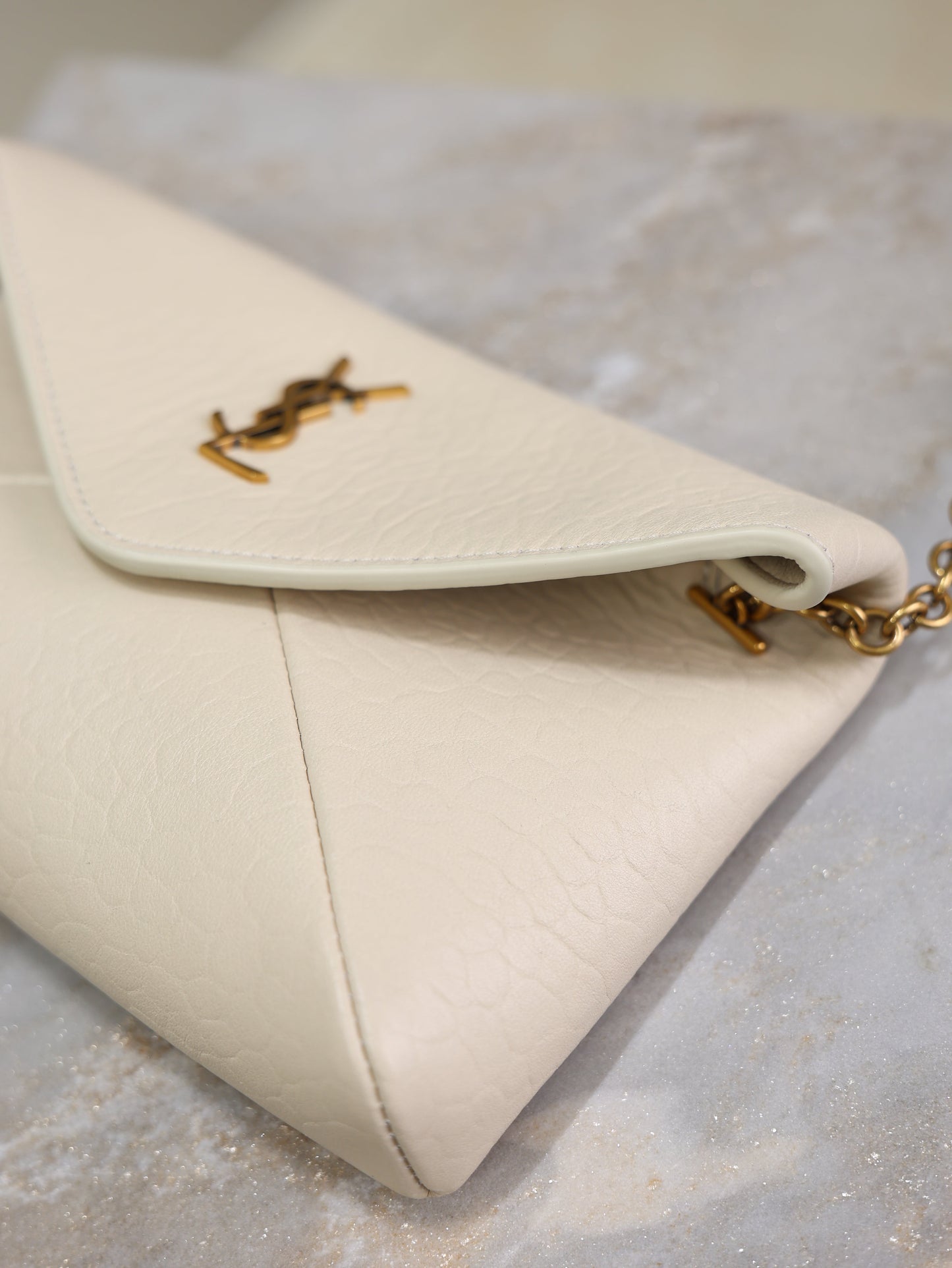 YSL 25S CALYPSO MINI 19 IN BLANC VINTAGE LAMBSKIN GOLD HARDWRE