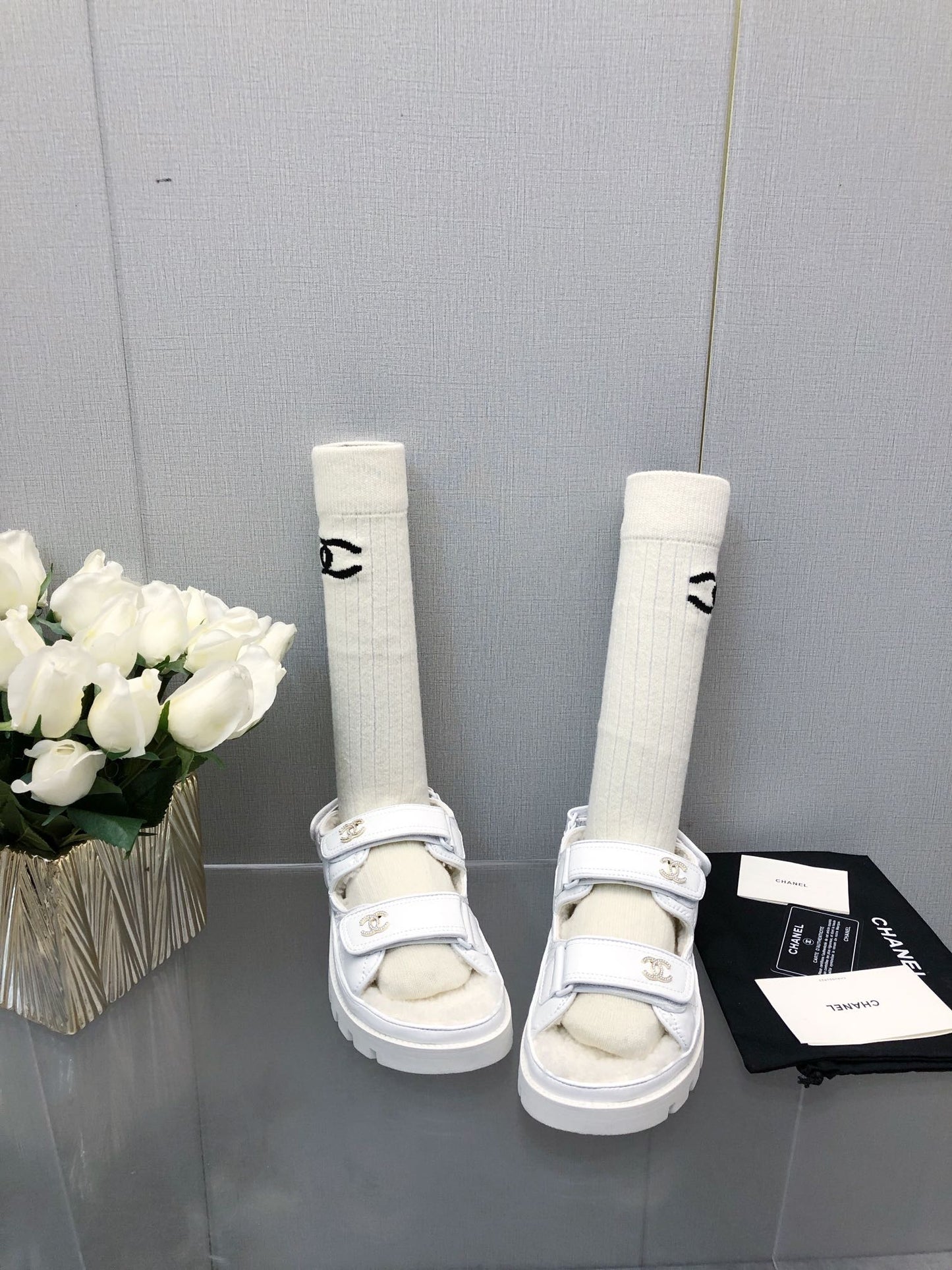 CHANEL DAD SANDAL WHITE LAMBSKIN