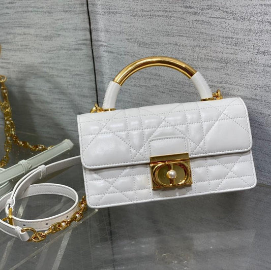 DIOR MINI 20 ANGE BAG IN WHITE MACROCANNAGE LAMBSKIN
