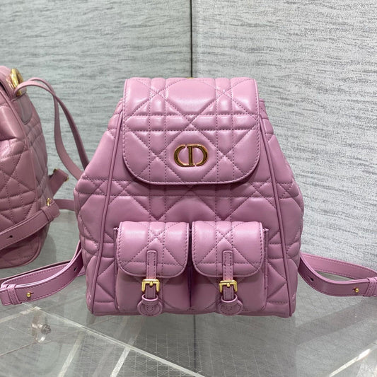 DIOR MEDIUM 25 CARO BACKPACK FLAMINGO PINK MACROCANNAGE LAMBSKIN