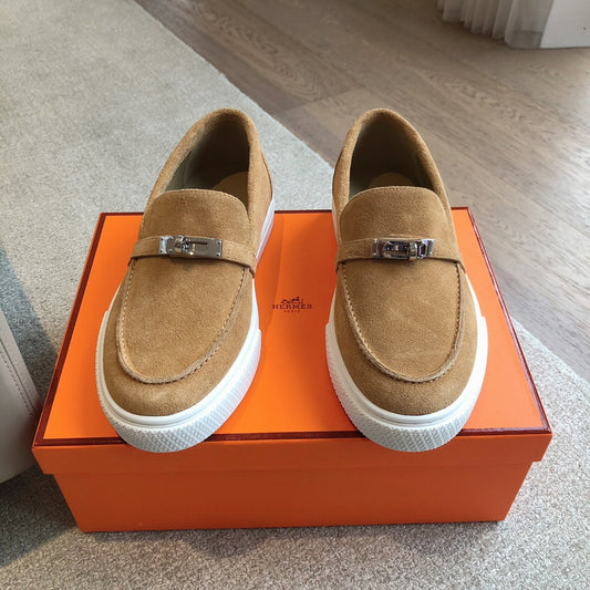 HERMES GAME SLIP-ON SNEAKER CARAMEL SUEDE