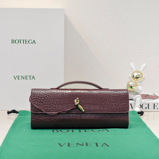 BOTTEGA VENETA Long Clutch Andiamo 31 Burgundy Crocodile Calfskin Ghw