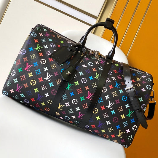 LOUIS VUITTON KEEPALL BANDOULIÈRE 50 BAG IN MULTICOLORED MONOGRAM COATED CANVAS