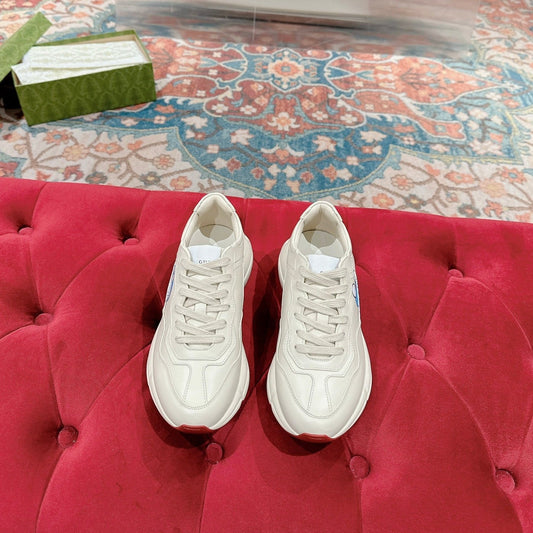 GUCCI RHYTON TRAINER WHITE CALFSKIN WITH DOREMON MOTIF