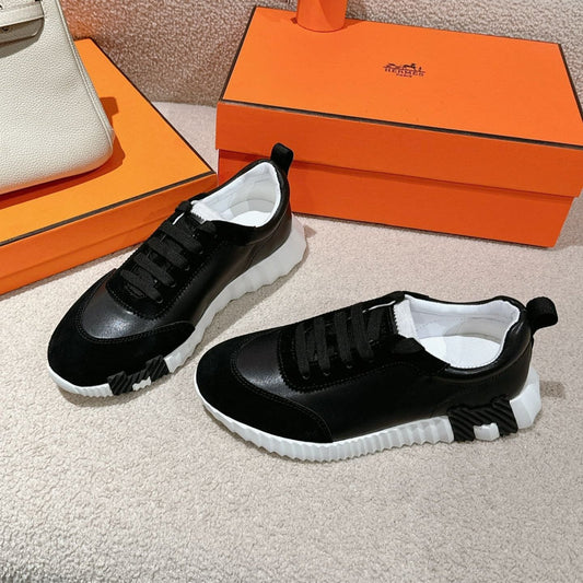 HERMES MAINLAND SNEAKER IN BLACK SUEDE AND CALFSKIN