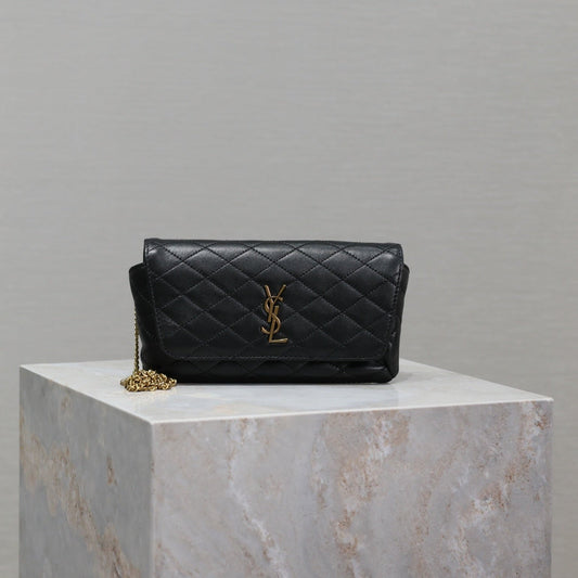YSL 25S SAINT LAURENT GABY 19 IN BLACK QUILTED CALFSKIN GOLD HARDWRE