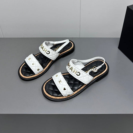 CHANEL Dad sandals white calf leather